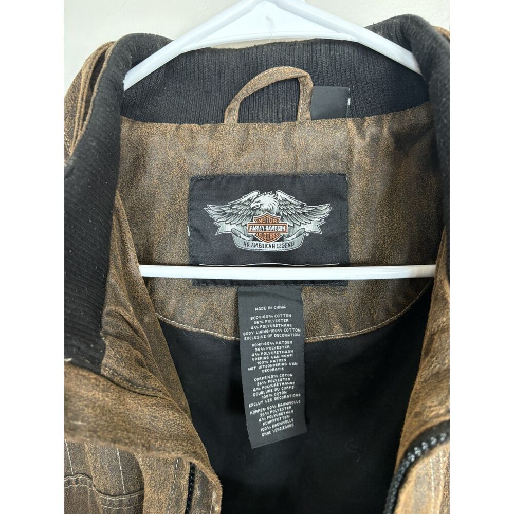 Vintage 1990s Harley Davidson Motorcycles jacket brown Military MC- M - Picture 4 of 12